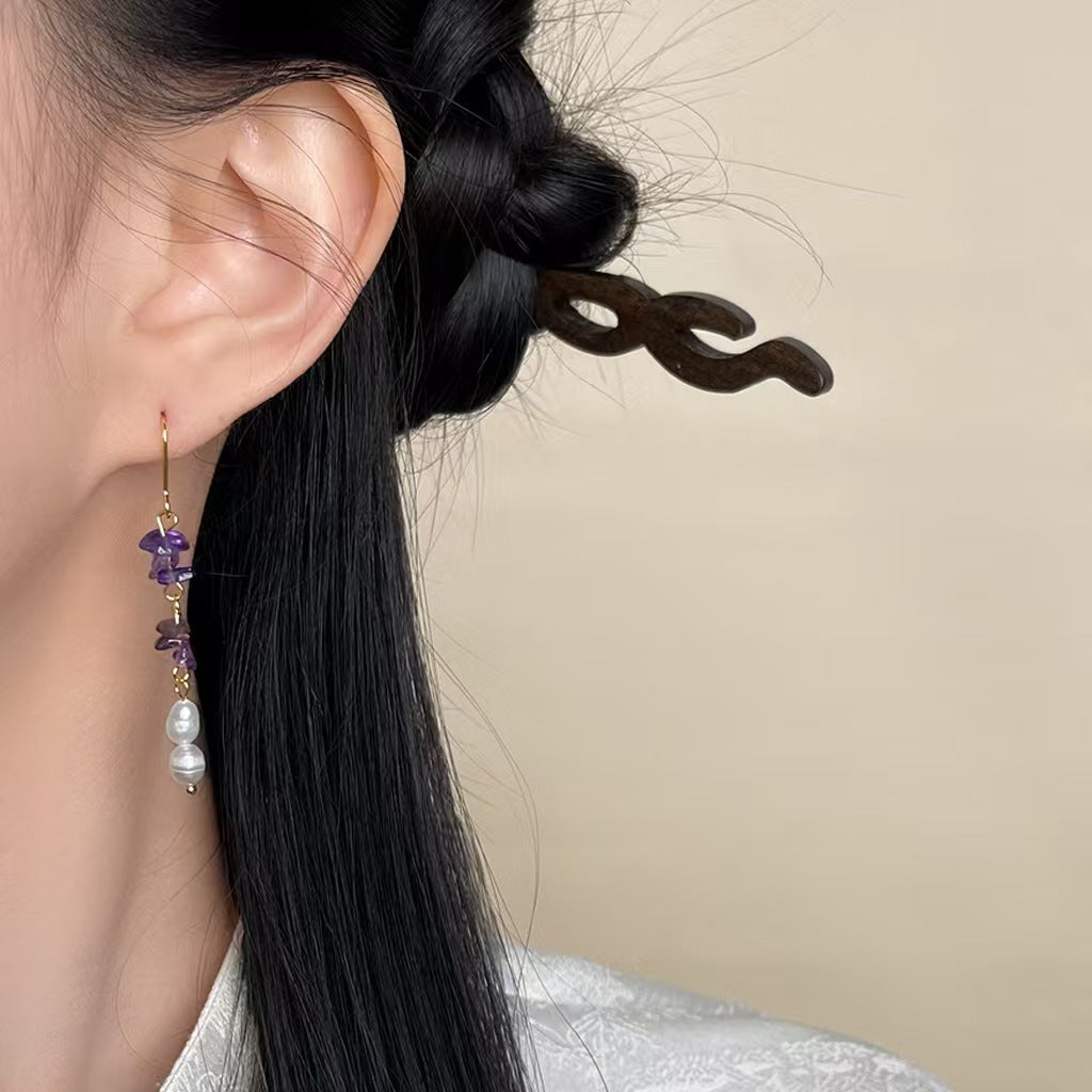 Amethyst & Pearl Dangle Earrings