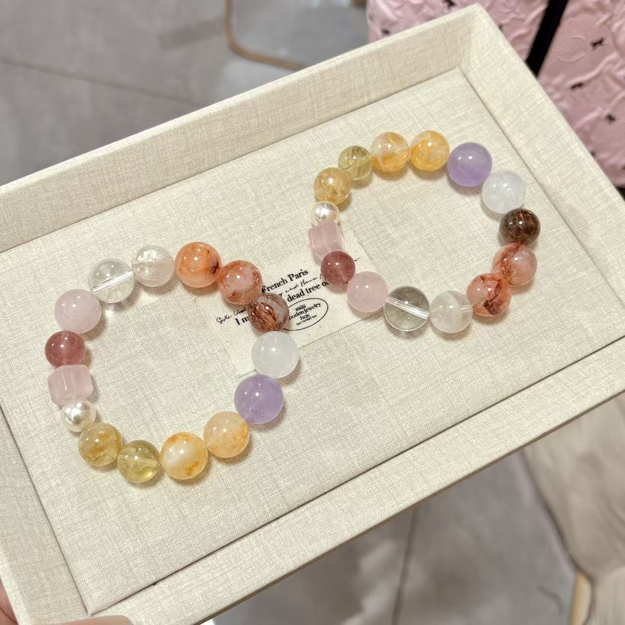 Spring Aura Rainbow Crystal Bracelet – 14mm Natural Brazilian Stones