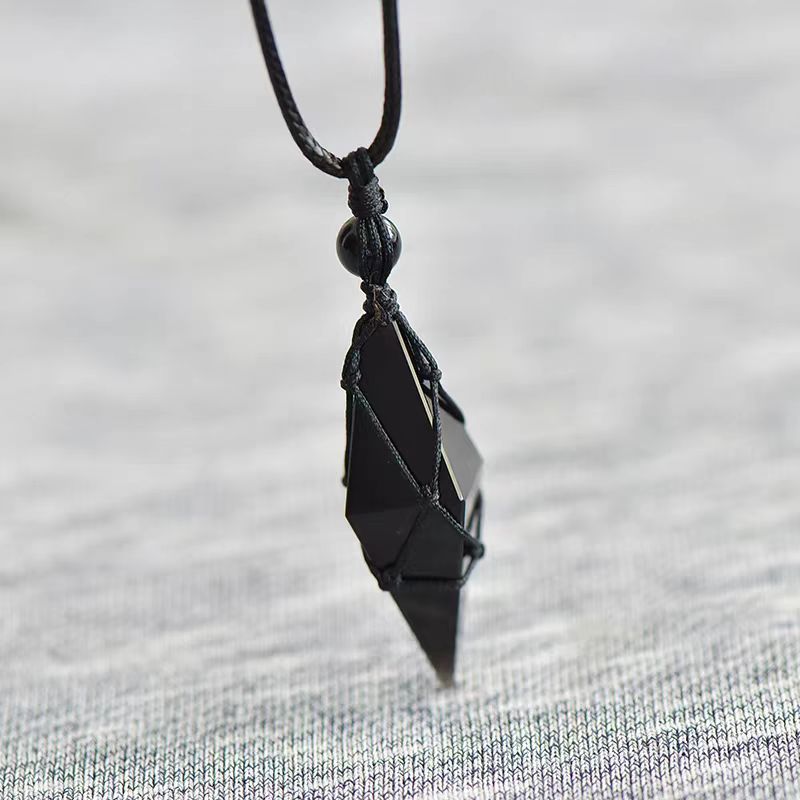 Black Obsidian Pendant Crystal Necklace