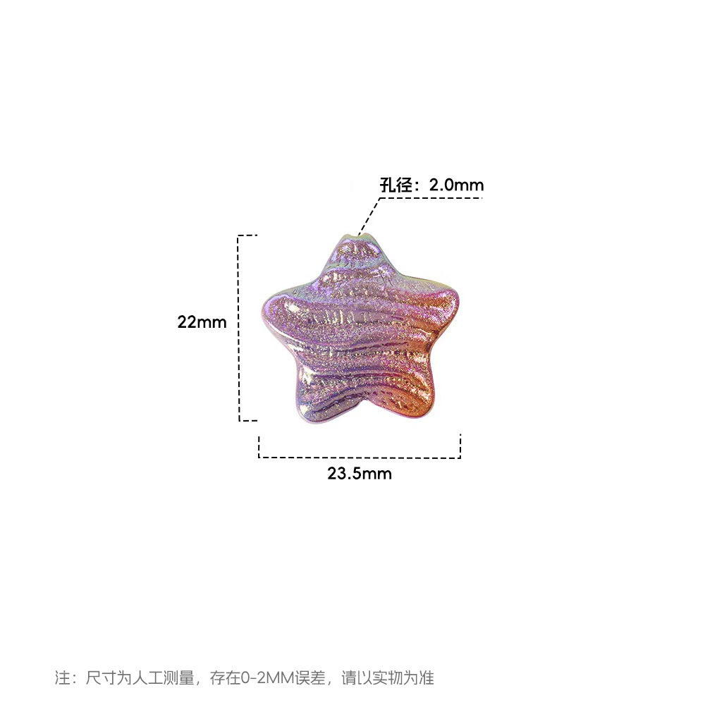 23mm Iridescent Star Beads – Oil Painting Color Plated Acrylic Charms | DIY Jewelry, Phone Charm Making 20pcs