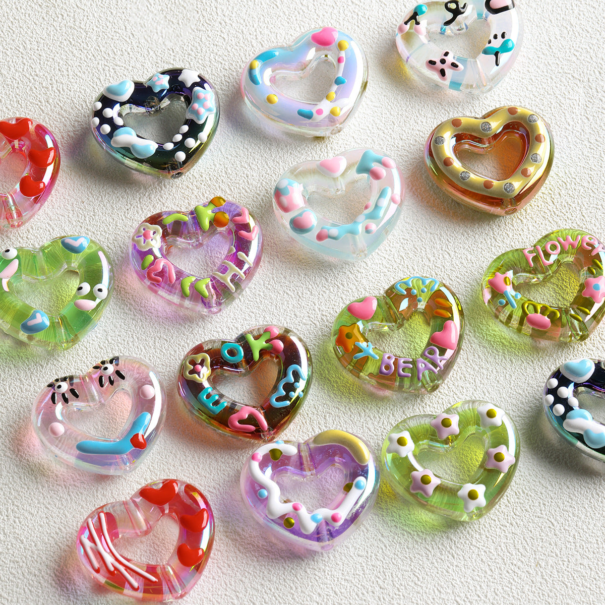 Acrylic plated hand-painted loose bead mobile phone chain car pendant bead DIY accessory kit