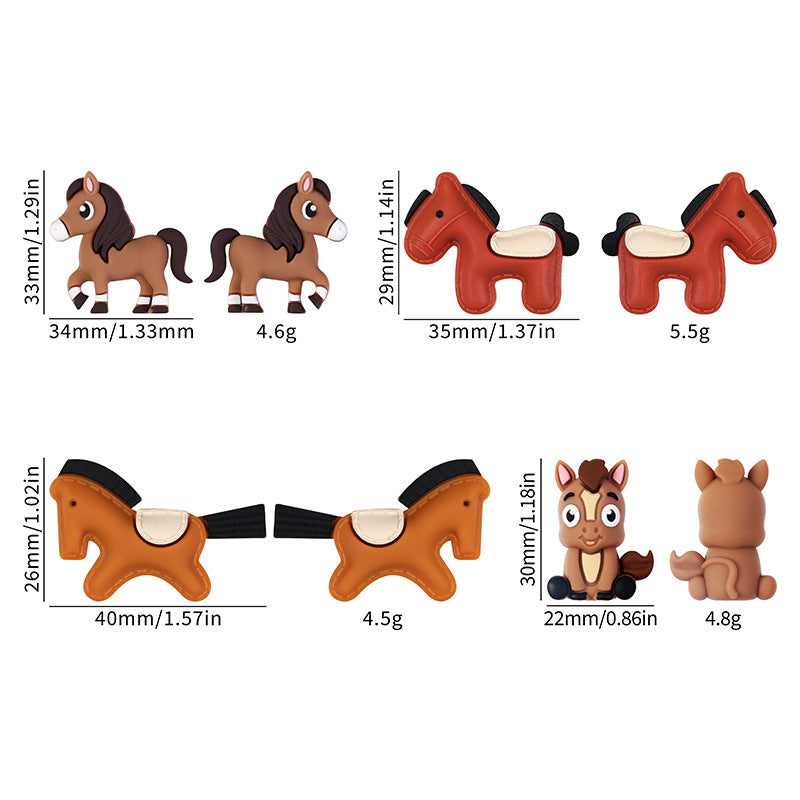 Cute Pony 3D Silicone Beads – Kawaii Horse Charms for DIY Jewelry, Beaded Pens & Accessories(20pcs)