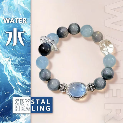 Ocean Guardian Bracelet Aquamarine Hawk’s Eye Moonstone Clear Quartz