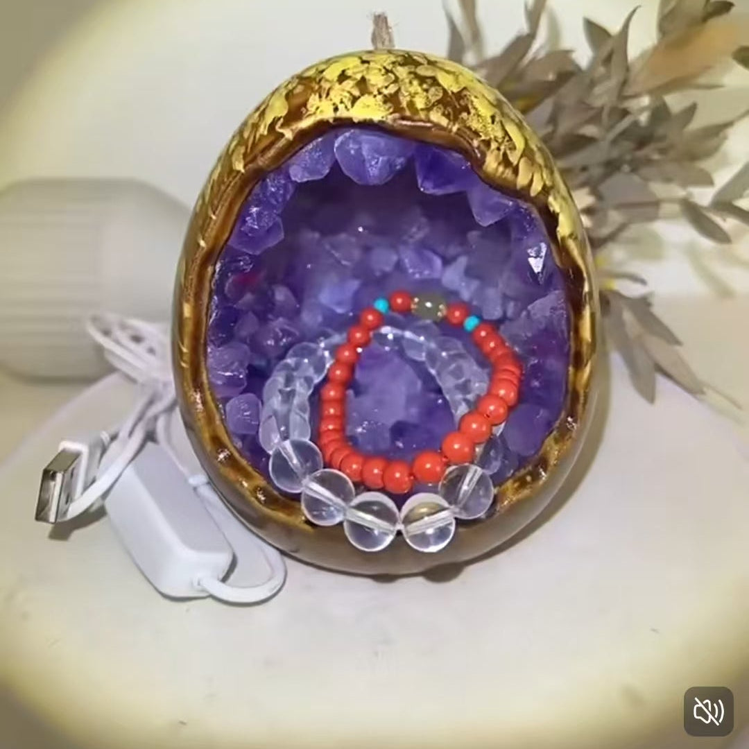 Citrine Crystal Geode LED Night Light