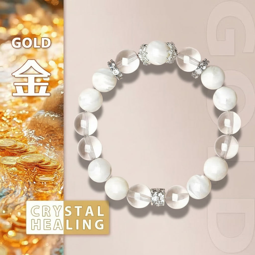 Moonlight Clarity Bracelet – Natural White Quartz & Moonstone