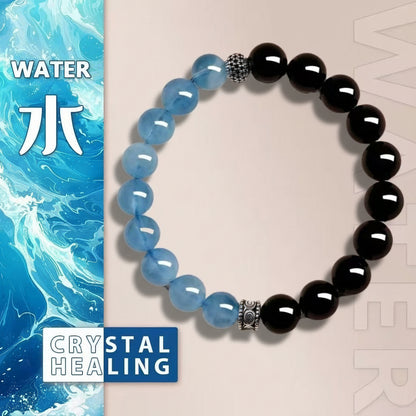 Obsidian & Aquamarine Energy Protection Bracelet