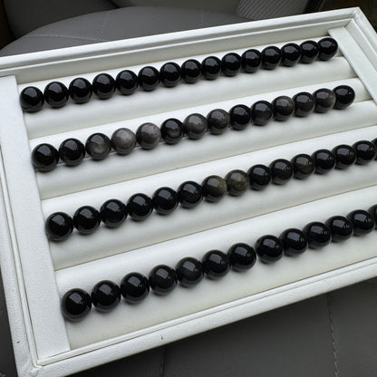 Natural Obsidian Beads: Golden, Silver & Black Sheen | DIY Accent Beads