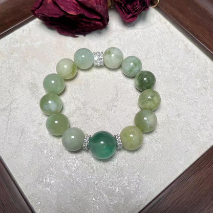 Natural Jadeite & Fluorite Crystal Bracelet