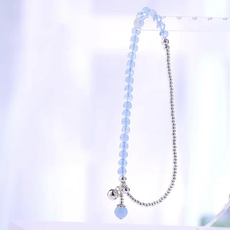 Serene Whisper Blue Chalcedony & Silver Bead