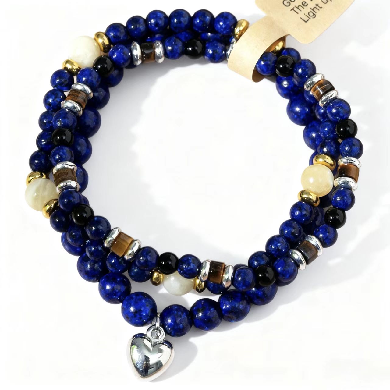 Turquoise  Double Wrap with Heart Charm Bracelet