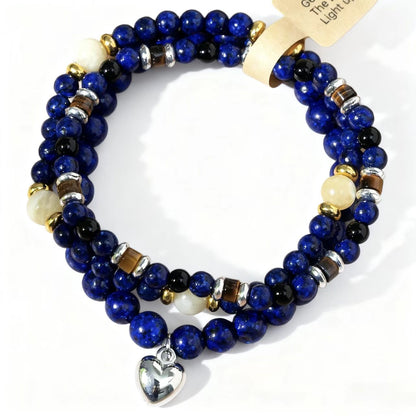 Turquoise  Double Wrap with Heart Charm Bracelet