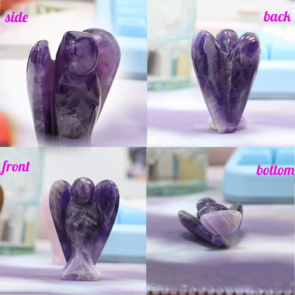 Hand-Carved Amethyst Angel Figurine