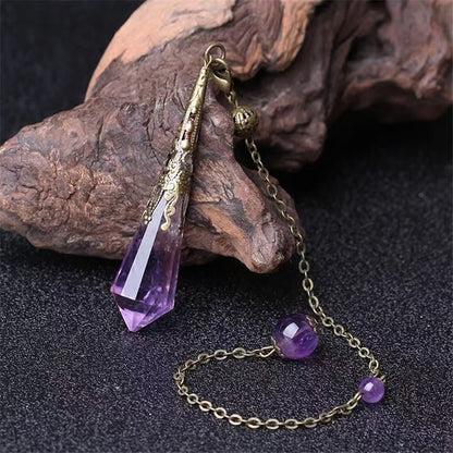 Rose Quartz & Amethyst Faceted Crystal Pendulum