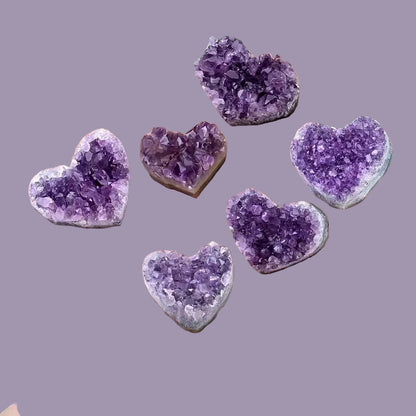 Natural Amethyst Heart Crystal – Handmade Geode Stone for Home Decor