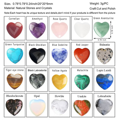 💎 Natural Crystal Heart Stones