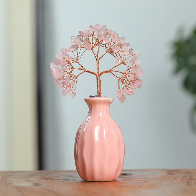 Rainbow Crystal Healing Tree in Ceramic Vase