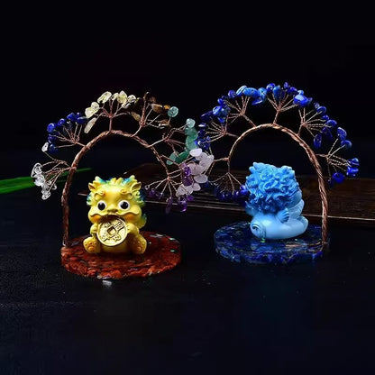 Pixiu Crystal Tree with Rainbow  Base