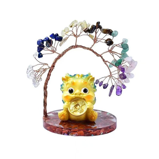 Pixiu Crystal Tree with Rainbow  Base
