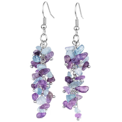 Rainbow Crystal Cluster Drop Earrings