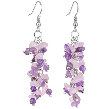 Rainbow Crystal Cluster Drop Earrings