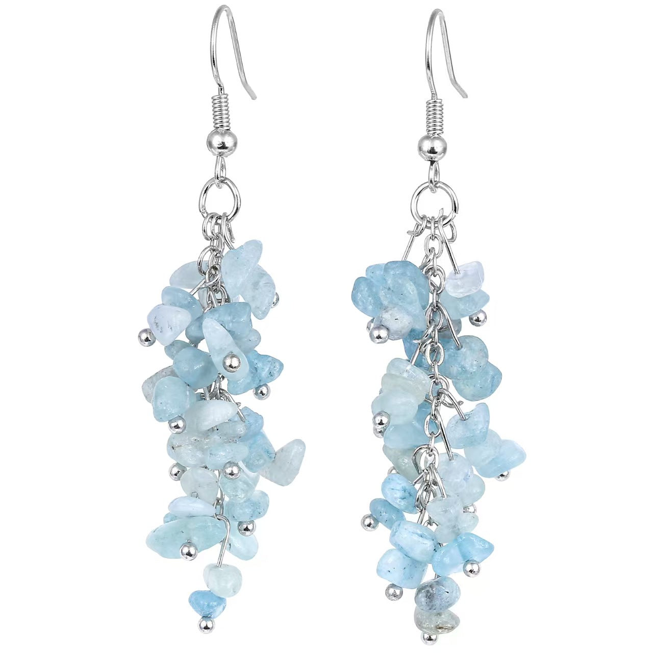 Rainbow Crystal Cluster Drop Earrings