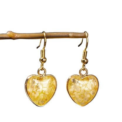 Natural Crystal Heart Earrings