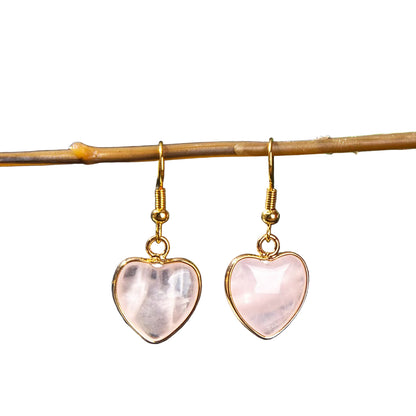 Natural Crystal Heart Earrings