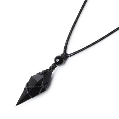 Black Obsidian Pendant Crystal Necklace