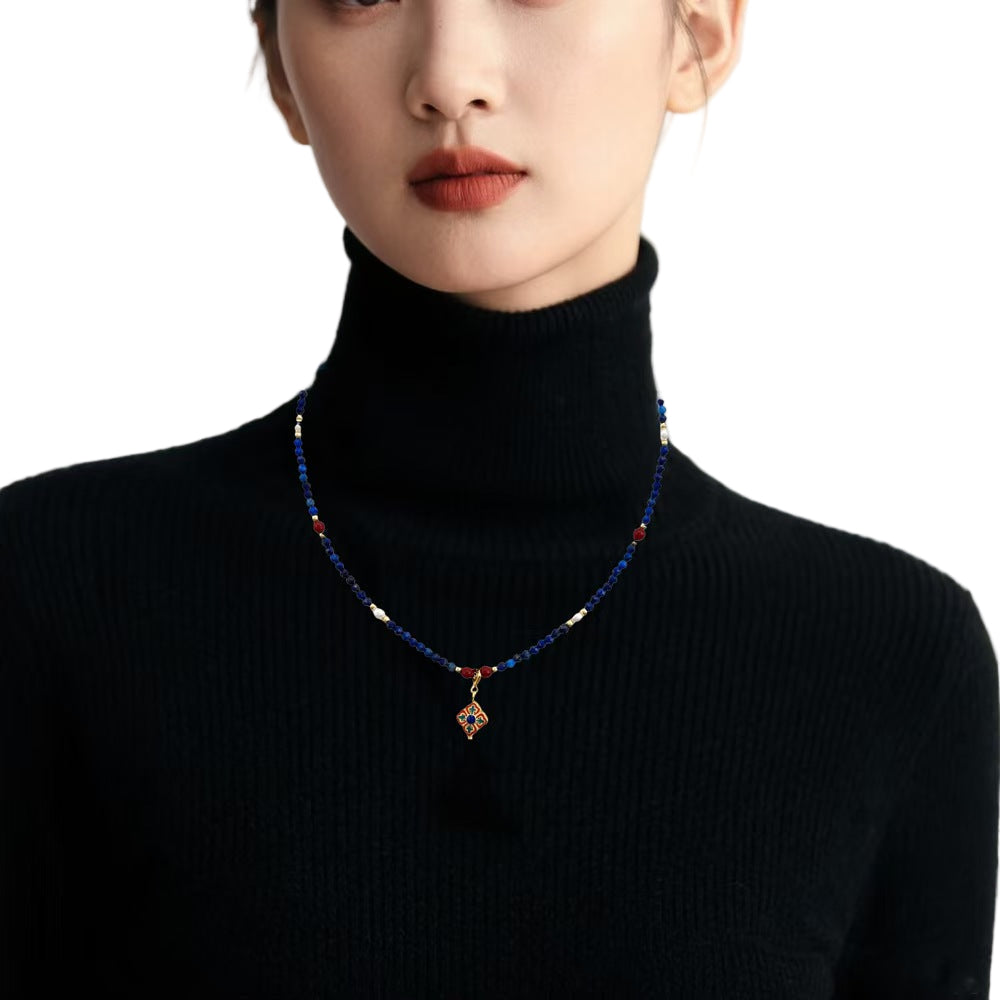 Lapis Lazuli Intentional Bead Feng Shui Necklace