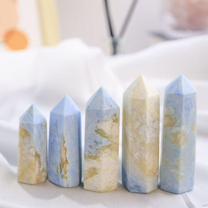 Blue Aragonite Tower – Natural Hexagonal Crystal