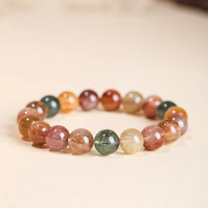 Natural Multicolor Rutilated Quartz Bracelet