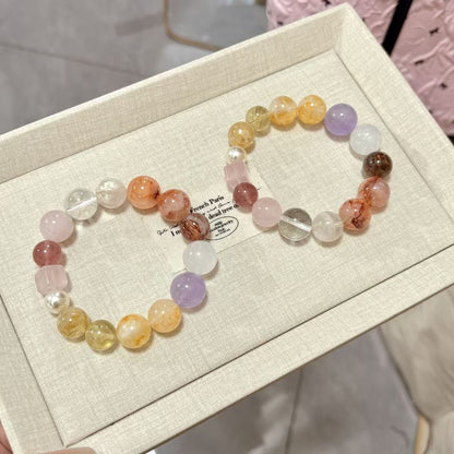Spring Aura Rainbow Crystal Bracelet – 14mm Natural Brazilian Stones