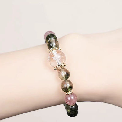 Green Phantom & Strawberry Quartz Bracelet