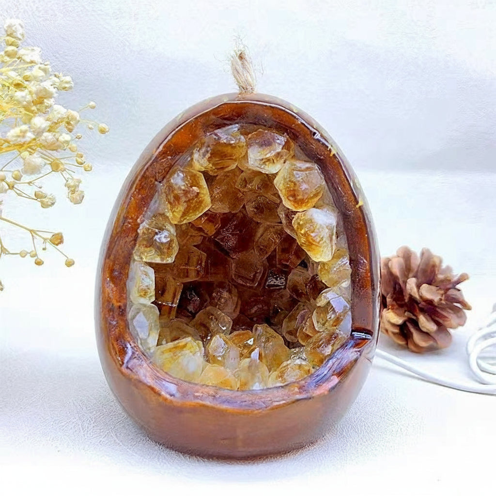 Citrine Crystal Geode LED Night Light