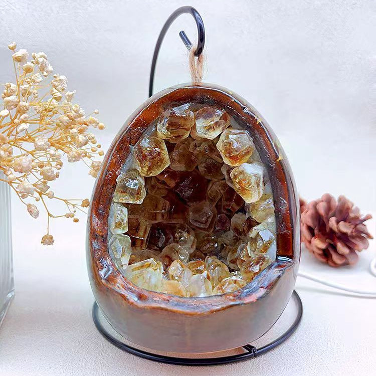 Citrine Crystal Geode LED Night Light