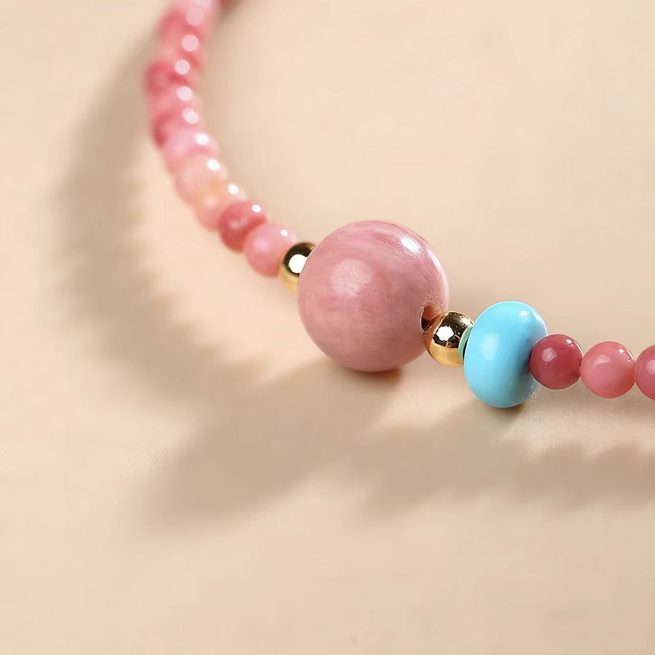 Rose Rhodonite Beaded Bracelet