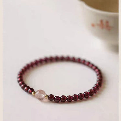 Garnet &amp; Strawberry Quartz Bracelet