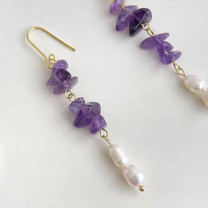 Amethyst & Pearl  Dangle Earrings