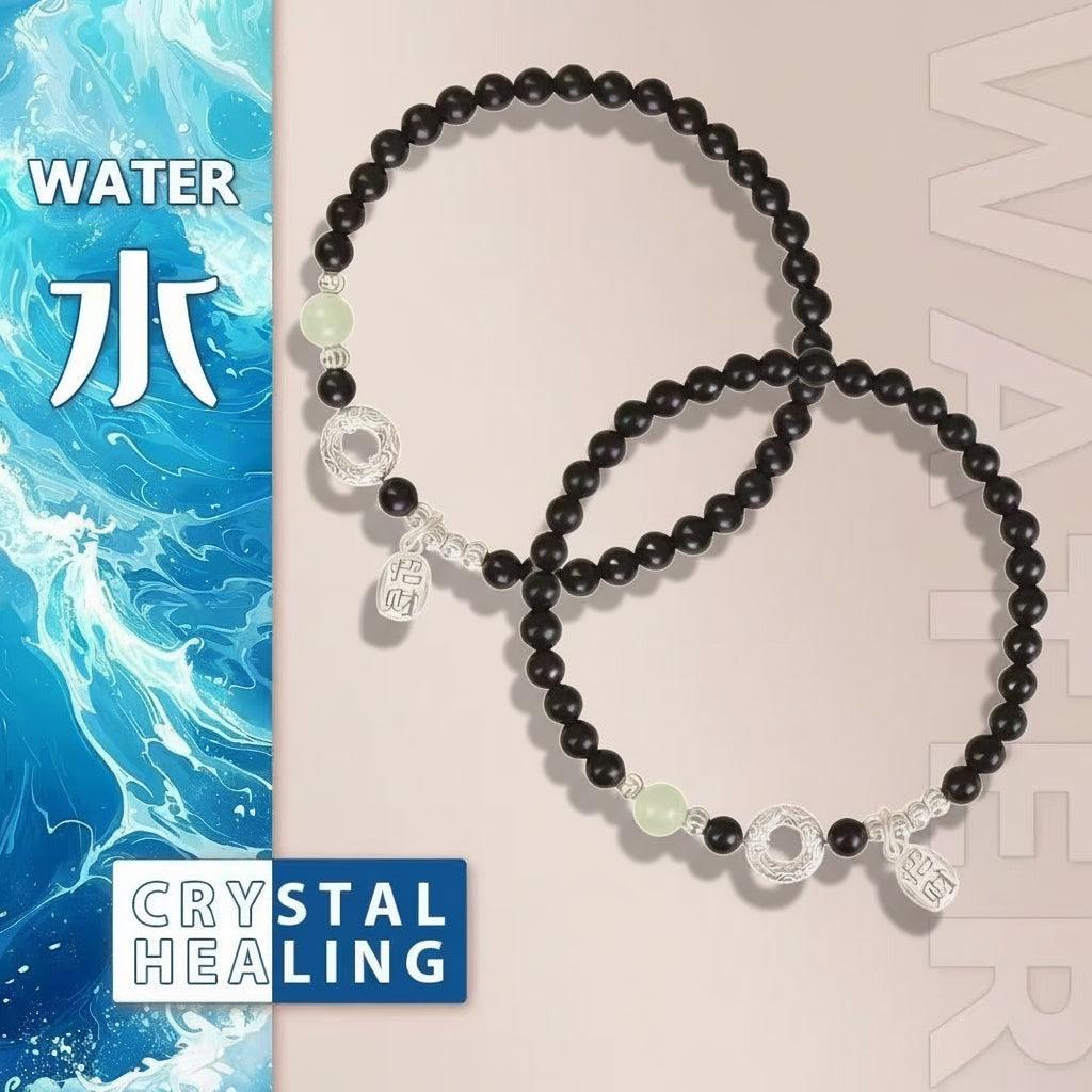 Black Obsidian & Jade Wrist Bracelet (6mm)