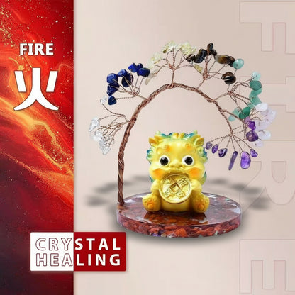 Pixiu Crystal Tree with Rainbow  Base