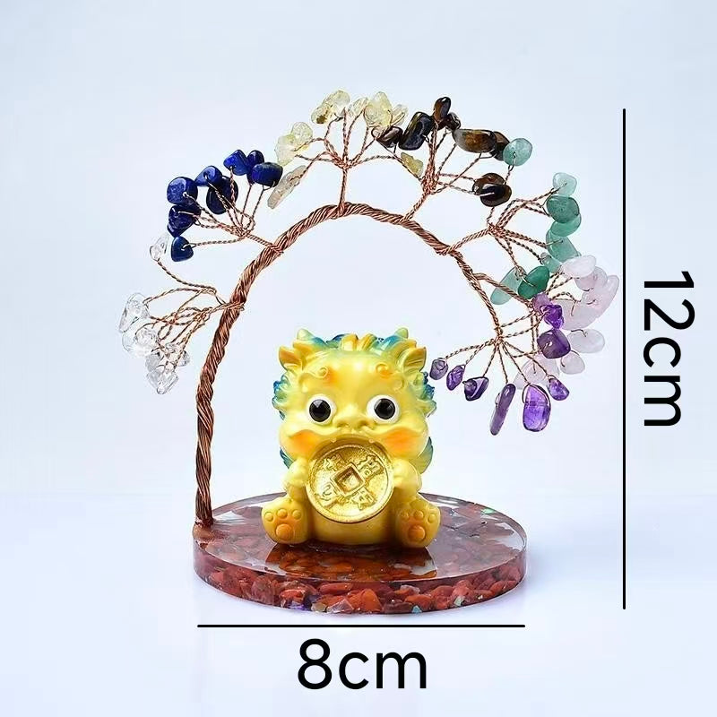 Pixiu Crystal Tree with Rainbow  Base