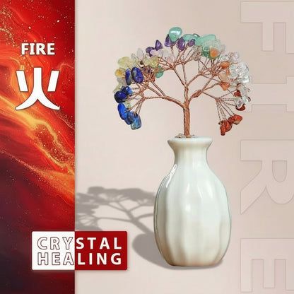 Rainbow Crystal Healing Tree in Ceramic Vase
