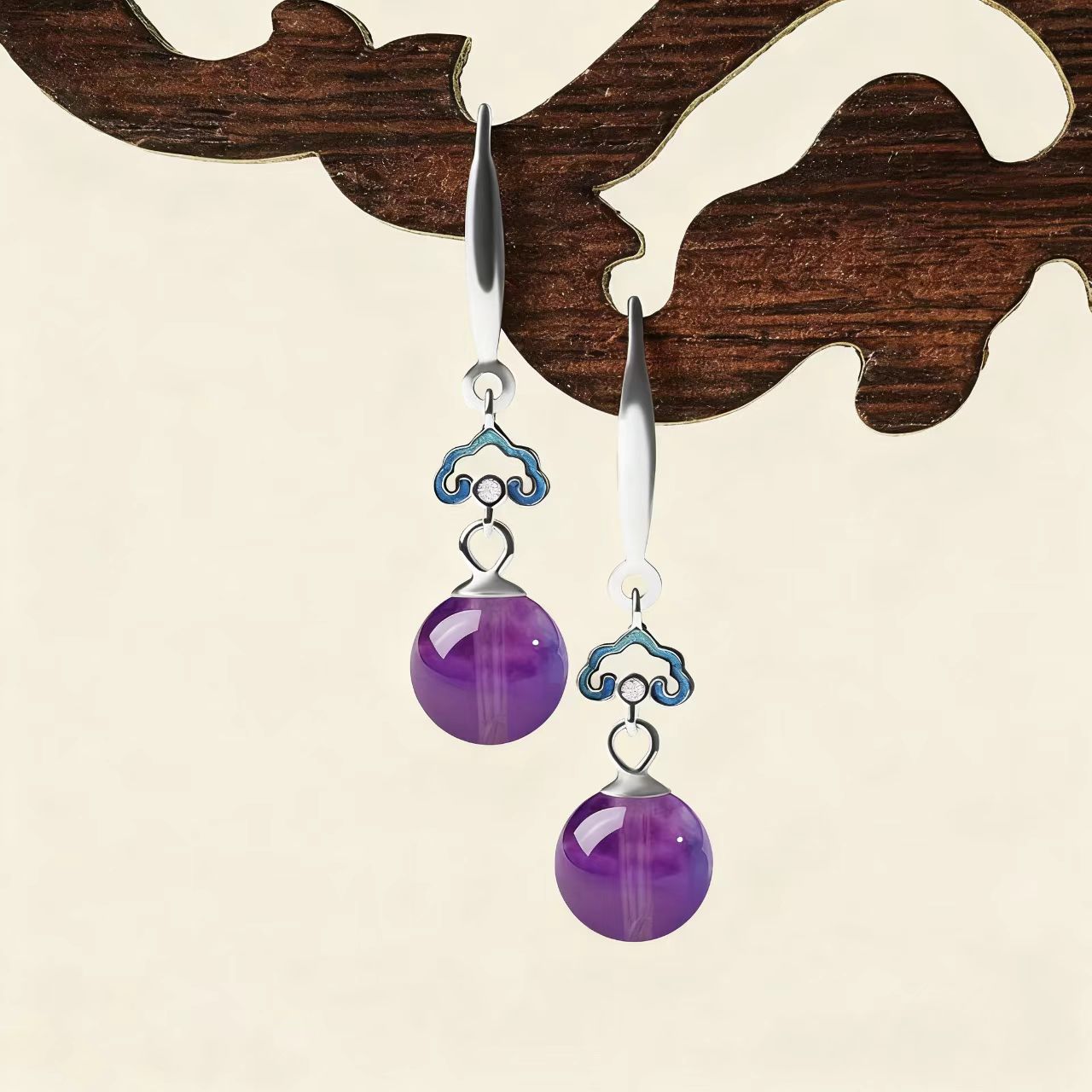 Amethyst Cloud Drop Earrings