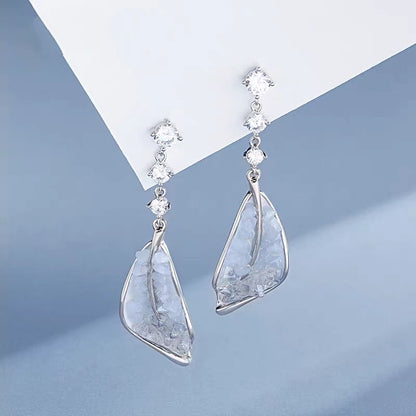 Water Element Blue Crystal Drop Earrings