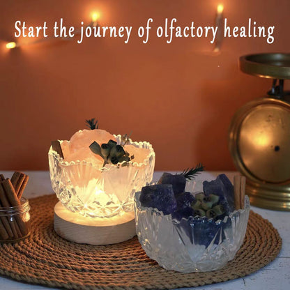 Crystal Herb Diffuser Green Fluorite with Glass Star Cup Aromatherapy Gift for Home & Office