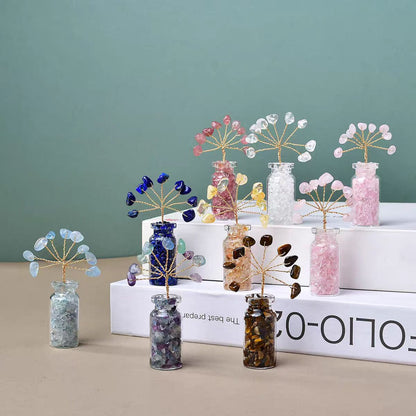 Crystal Wishing Tree in Mini Bottle Elemental Gem Decor