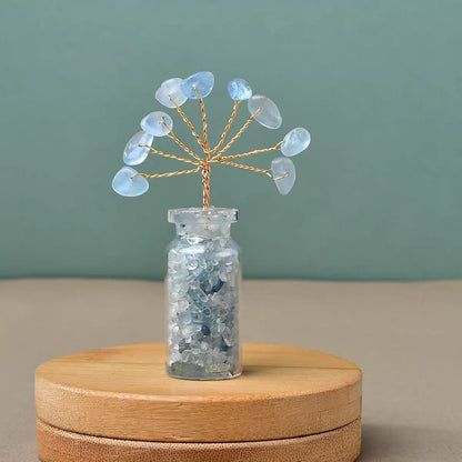 Crystal Wishing Tree in Mini Bottle Elemental Gem Decor