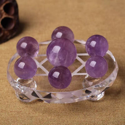 Amethyst Crystal Sphere Grid 7-Chakra Energy  Display Set