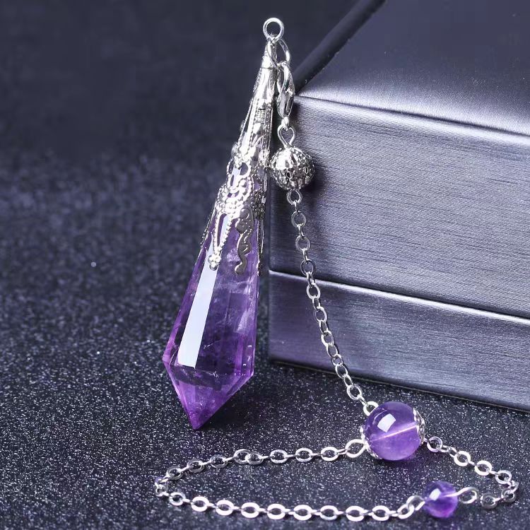 Rose Quartz & Amethyst Faceted Crystal Pendulum