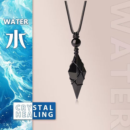 Black Obsidian Pendant Crystal Necklace